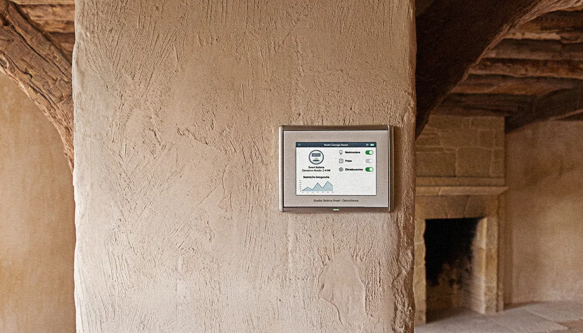 Pannello di controllo degli impianti installato su una parete di un edificio storico
